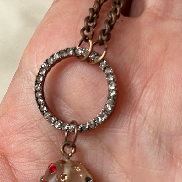 Betsey Johnson Gold and Red Polka Dot Heart Necklace - Picture 2 of 2